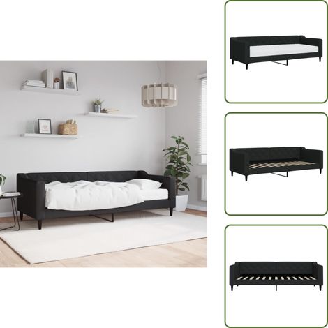 The Living Store Tagesbett mit Matratze Schwarz 80x200 cm Stoff - Schlafsofa (1/5)