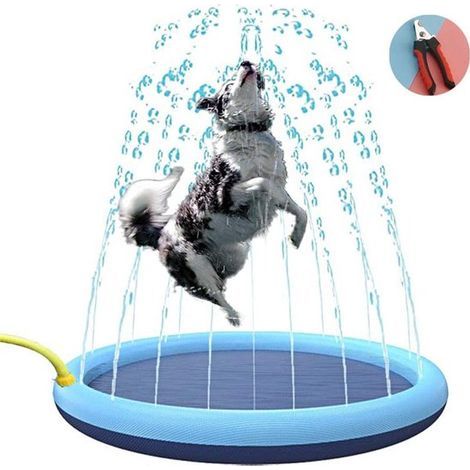 Piscine pour chiens - Baignoire pour chiens - Piscine pour chiens et enfants avec barrières - Pour grands chiens - Tapis de jeu d'eau extérieur résistant de 0,50 mm d'épaisseur, jouet d'été pour le ja (1/5)