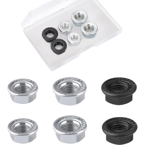 6pcs Écrou Roue de Vélo, M8 M9,5 M10 Écrou Axe Vélo Rondelle de Sécurité de Vélo Pièces de Vélo pour Axe de Roue Avant et Arrière de Vélo de Route de Montagne (3 Tailles) (1/5)