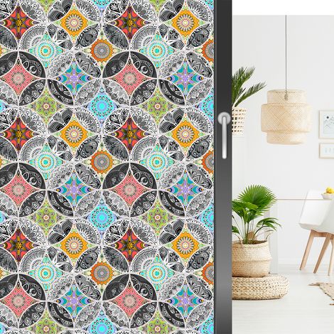 Stück gelbe Mandala-Muster-Dekorfolie für Fenster, dekorative Fensterfolie (1/5)
