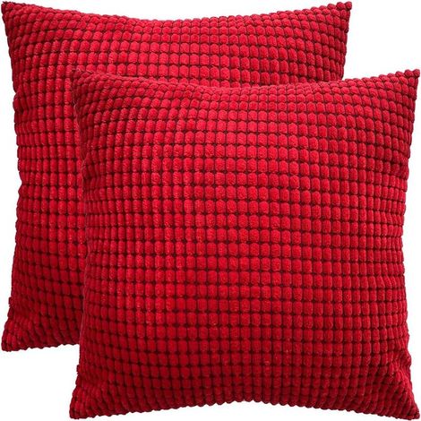 Housse de coussin en velours côtelé 2 pièces (rouge, 5050 cm)-Fei Yu
