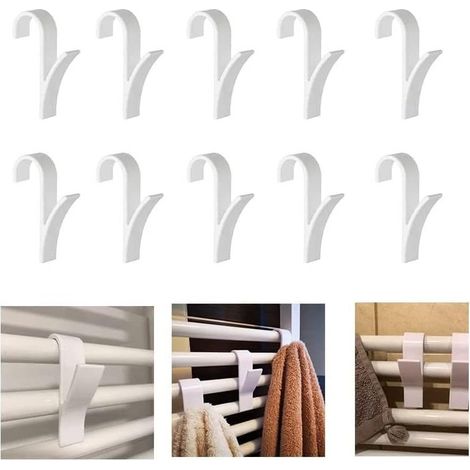 Crochets radiateur sèche-serviettes universels blancs lot de 10 (1/4)