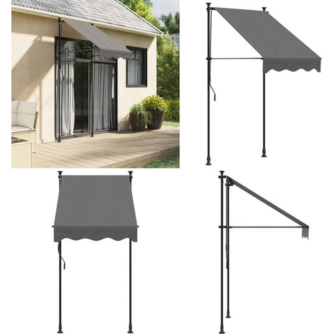 Auvent rétractable anthracite 100x150 m tissu et acier - Auvent rétractable - Auvent terrasse (1/5)