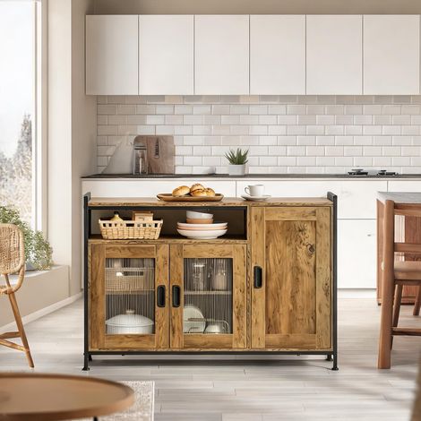 Buffet coloris marron en engineered bois métal 110 x 33 x 75 cm (1/5)