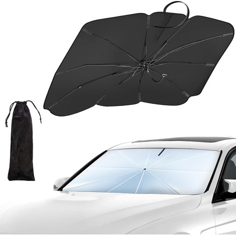 Parasol Pare-Soleil pour Pare-Brise Voiture - 2 Tailles pour Véhicules Segments B/C, Pliable, Anti-UV, Protection Solaire Rétractable pour Pare-Brise Avant(L) (1/5)