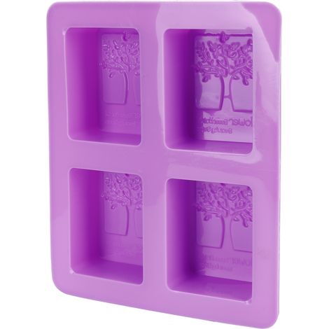 Moule à savon artisanal en silicone violet 4Gird, résistant aux hautes températures, pour la pâtisserie et la fabrication de gâteaux. (1/5)