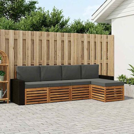 vidaXL Ensemble de canapés d'extérieur 5 pcs Naturel et Anthracite (1/5)