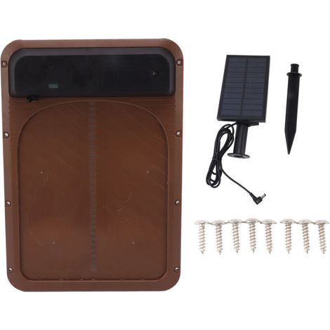Hühnerstalltür mit Lichtsensor, solarbetriebene,batterybetriebene Hühnerstalltür (brown) (1/4)