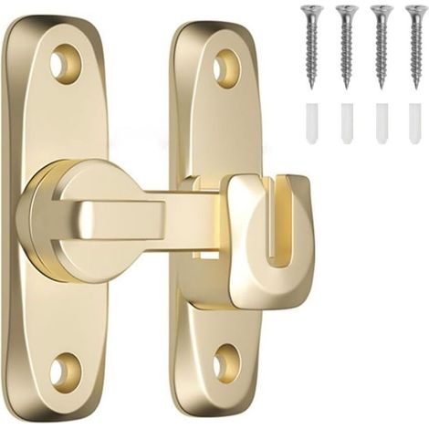 Loquet pivotant robuste, 90°/180°, pour portes, granges, garages, jardins, clôtures (doré)