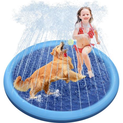 Piscine pour chien Raxurt, 51 pouces (environ 139,2 cm), tapis anti-éclaboussures pour chien, baignoire renforcée et durable, piscine d'été pour animaux, jouet aquatique extérieur, bleu (1/5)