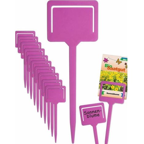 Confezione da 20 etichette per piante, in plastica, scrivibili, con clip per bustine di semi, resistenti alle intemperie - 17,7 cm - Viola