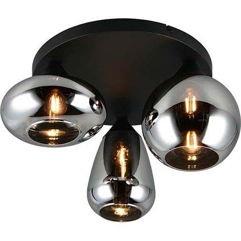 Deckenleuchte Deckenlampe Wohnzimmerlampe schwarz 3-flammig H 24,5 cm