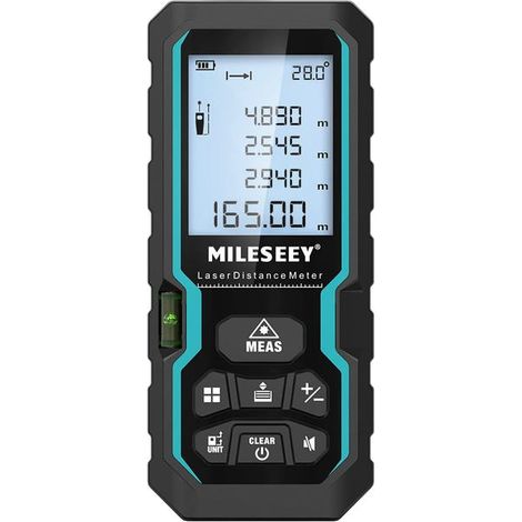 Télémètre laser 50 m avec niveau électronique, commutateur d'unités mètre/pouce/pied et mode pythagoricien