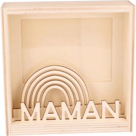 Cadre photo 3D en bois - Maman - 15 x 15 x 5 cm
