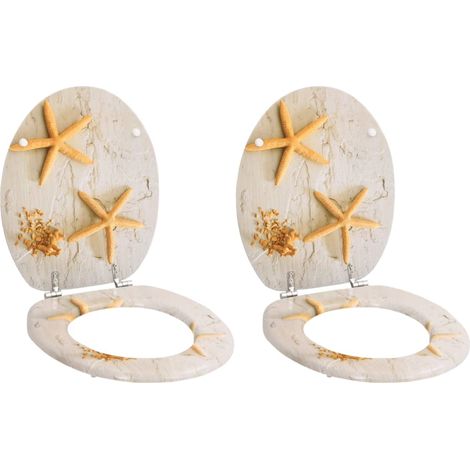 Sièges de toilette avec couvercles 2 pcs MDF Étoile de mer vidaXL