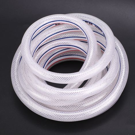 Manguera de PVC jacquard reforzada y flexible de 8/12 mm, transparente, para riego de jardín – Manguera de agua de PVC jacquard transparente y reforzada (1/5)