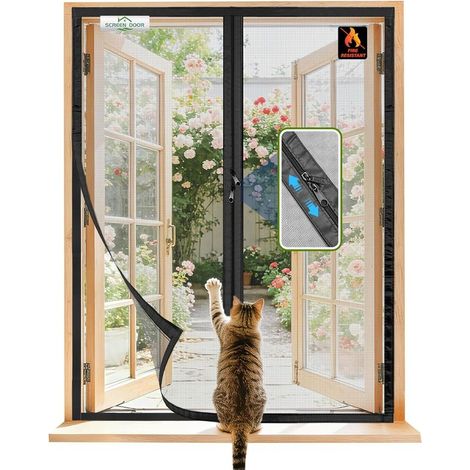 Window Mosquito Net 135x135 cm, Easy Installation, Fire-Retardant and Tear-Resistant Fiberglass, Convenient Zipper, Black (1/5)