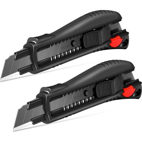 Cuttermesser 18mm Profi 2 Stück mit Soft-Grip, Auto-Lock & Sicherheitsschalter