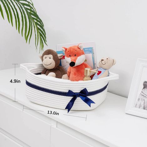 Panier de rangement JeiibrZui - 33 x 25 x 12 cm - 1 pièce - Panier tressé en coton - Kaki - Organisateur polyvalent pour serviettes, jouets et accessoires de salle de bain (1/5)