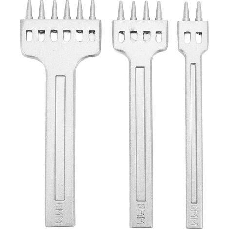 3-teiliges Lederlocher-Set, schwarz, 2, 4 und 6 Zähne, runde Zähne, Lederlocher zum Nähen, DIY-Lochwerkzeug, weiß (1/5)