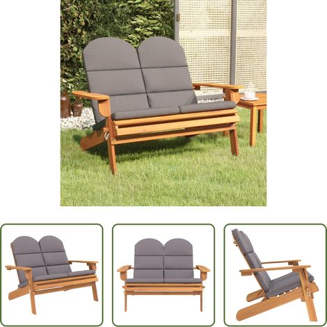 vidaXL Massivholz Gartenbank - Adirondack-Gartenbank mit Kissen 126 cm Massivholz Akazie (1/5)