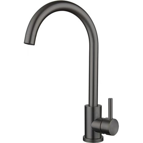 Mitigeur de cuisine rabattable - Robinet de cuisine pivotant 360° - Poignée pliable contre fenêtre - Inox eau chaude/froide - 3/8 - Évier-gris (1/5)