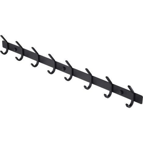 Porte Manteau Mural Noir Patère 8 Crochets Patere Murale Salle de Bain Acier Inoxydable Support Porte-serviettes, AH203H8-BK (1/4)