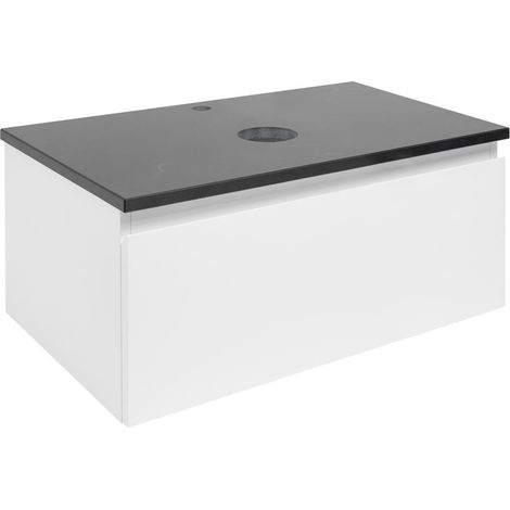Meuble de salle de bains suspendu SAT B-WAY 1 avec plan en granit 79x30x45 - Blanc (1/5)