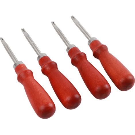 Kit de travail professionnel de 4 outils de finition pour le cuir, avec manche en bois, idéal pour la découpe et le bricolage du cuir. (1/5)