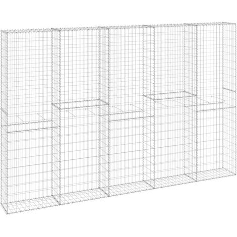 Gabionenwand mit Abdeckung Verzinkter Stahl 300x30x200 cm vidaXL
