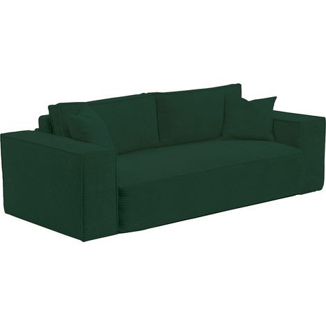 Divano letto 3p a ribalta Letto 140cm Materasso 13cm con memory foam in Velluto coste Verde abete - AMELIA