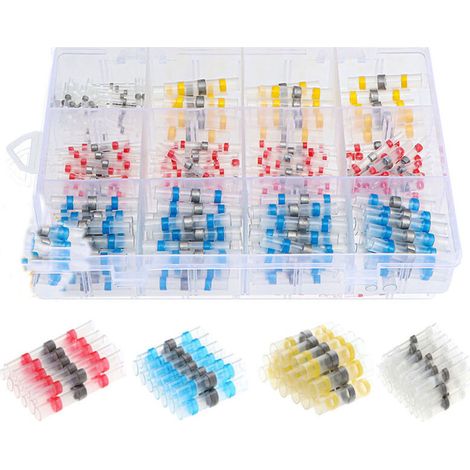 300 Pièces Connecteurs de Câble Thermorétractables, Cosses Électriques à Souder avec Gaines
