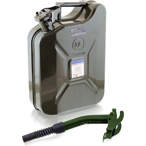 10L Stahl Benzinkanister Kraftstoffkanister Kanister UN Zulassung (10 Liter mit Einfüllstutzen Starr) (1/4)