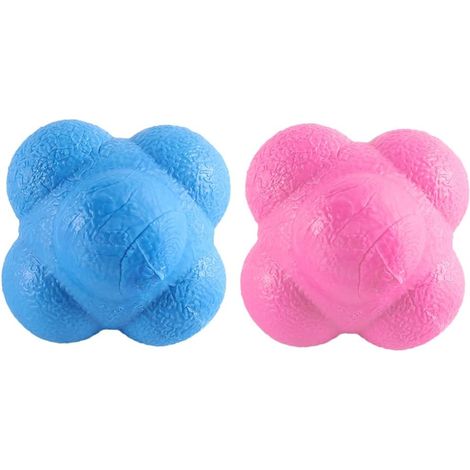 Lot de 2 balles de réaction hexagonales pour l'entraînement à l'agilité, pour améliorer la Coordination œil-Main et l'agilité (Rose et Bleu) (1/5)