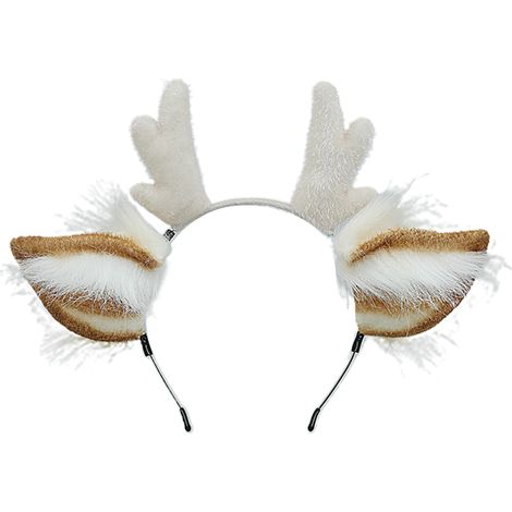 Serre-tête renne avec bois et oreilles, idéal pour un look Bambi lors des fêtes de Noël et des carnavals. (1/4)