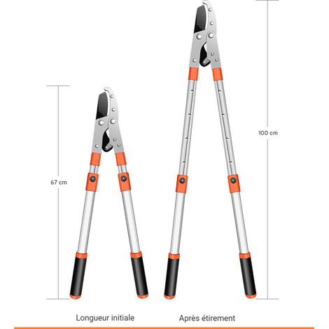 Coupe Branches à Crémaillère - Télescopique à Cran - Coupe Branches Aluminium - Cisaille Coupe Branches Professionnel (1/5)