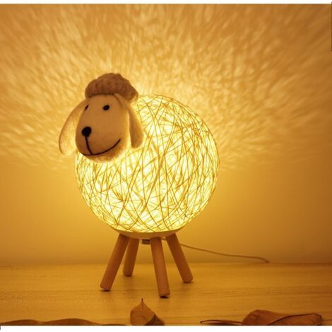 Veilleuse LED 1 pièce, lampe de chevet en rotin en forme de mouton, veilleuse pour enfants