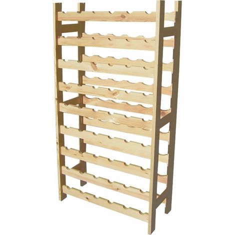 TrAdE Shop Traesio - Cantinetta Portabottiglie Vino In Legno Di Pino Naturale 54 Posti 9 Ripiani H120x63x27cm - (1/4)