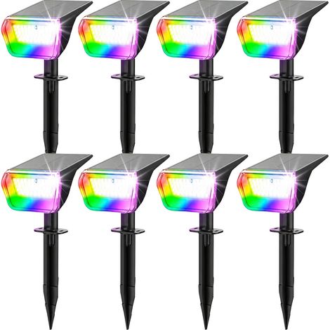 Projecteurs solaires RGB, étanches pour une utilisation extérieure, adaptés aux jardins et terrasses (lot de 4, couleurs multiples) (1/5)