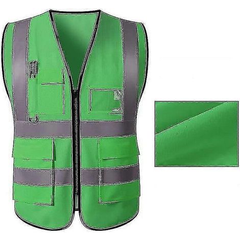 Gilet de sécurité réfléchissant, couleur vive, multipoches, compatible avec les mineurs de charbon, respirant. (1/4)