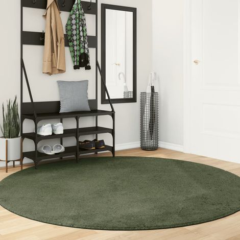 Rug HUARTE Short Pile Soft and Washable Forest Green Ø 200 cm vidaXL