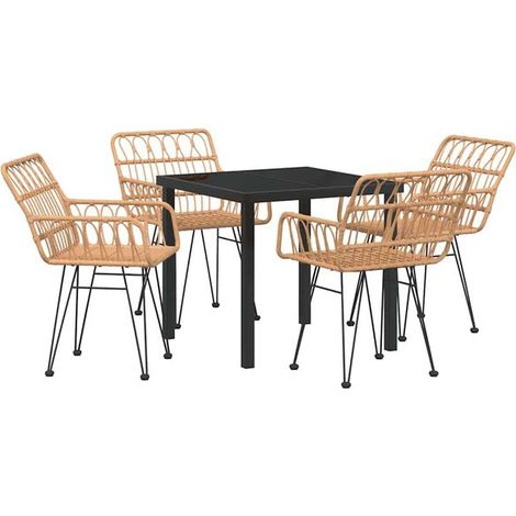 Ensemble table et chaises de jardin marron 5 pièces (1/5)
