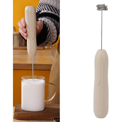 Espumador de leche recargable Khaki, batidor/mezclador de café recargable Khaki para latte macchiato y chocolate caliente. (1/5)