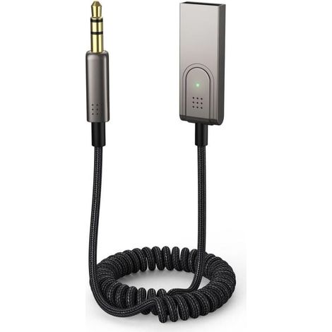 Récepteur Bluetooth - Version 5.1 - Entrée Jack 3,5 mm et Port USB - Microphone Intégré - Double Appareil - Pour Voiture et Chaîne Stéréo - 1 Pièce (1/3)