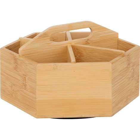 Boîte à thé rotative 6 compartiments en bambou (1/3)