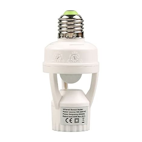 Douille de Capteur E27, Délai de 10 à 300 S, Distance de Détection de 6 M, Support D'ampoule activé par le Mouvement IR, Multifonction, Contrôle Automatique, Capteur de Lumière, (1/5)