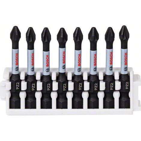 Bosch Professional 8 pz. di Bit di Avvitamento Pozidriv (Impact Control, 8 x PZ2 Bits, Lunghezza 50mm, Pick and Click, Accessorio Avvitatore a Impulsi)