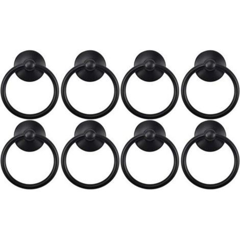 Juego de 8 tiradores negros de estilo retro para muebles, 4,45 cm, acabado brillante y duradero. (1/4)