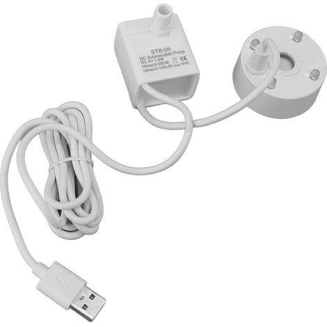 Brumisateur USB avec pompe, fontaine à lumière LED multicolore, atomiseur et humidificateur 5V, machine à brouillard pour bassin, jardin ou bureau, blanc (1/5)