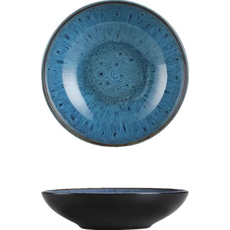 Set di ciotole profonde, smalto reattivo unico, adatte al microonde, blu, 4 pezzi (1/2)